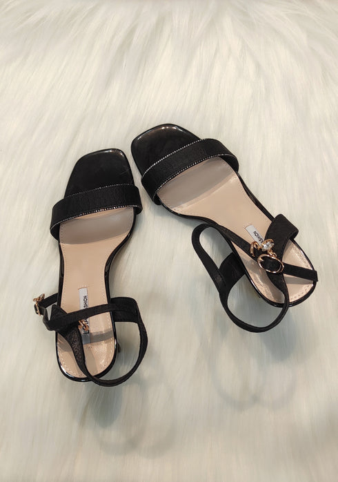 Stone Embellished Block Heel